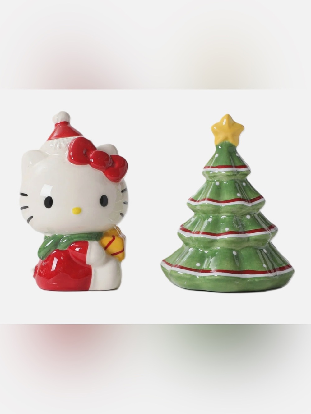 NWT Hello Kitty Holiday Ceramic Salt and Pepper Shakers
